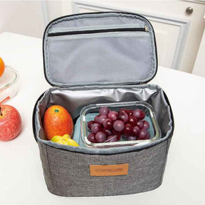 Portable Insulated Lunch Bag for Adults and Kids Waterproof Large Capacity Tote Bag-Grey