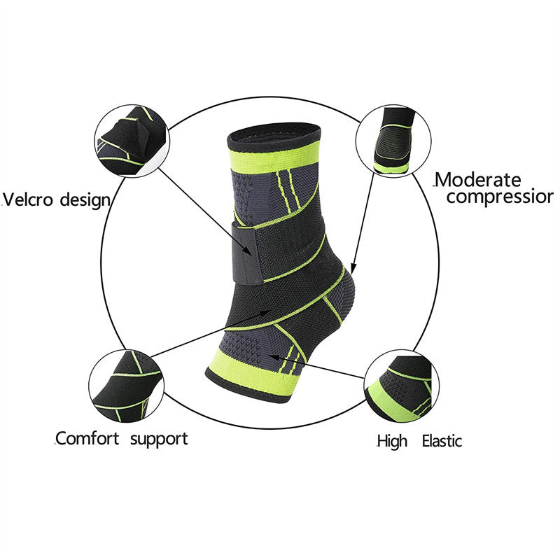 2Packs Strong Ankle Brace Sports Protection Adjustable Unisex Compression Ankle Support-Black
