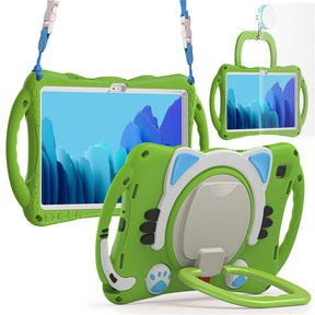 CatB Samsung Tablt Case for Tab A7 10.4  T500/T505/T507/T505N Shockproof Shoulder Strap Handle Stand-Green