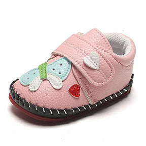 Baby Girls Pu Leather Walking Sneakers Toddler Rubber Cartoon Shoes-Pink