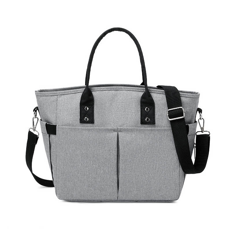 Insulated Lunch Bags Large Tote Adult Lunch Box with Shoulder Strap Side Pockets - Gray