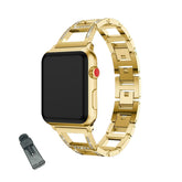 RZK Stainless Steel Watch Band Adjustable Wristbands for Apple IWatch Series SE/1/2/3/4/5/6 For Women-Gold