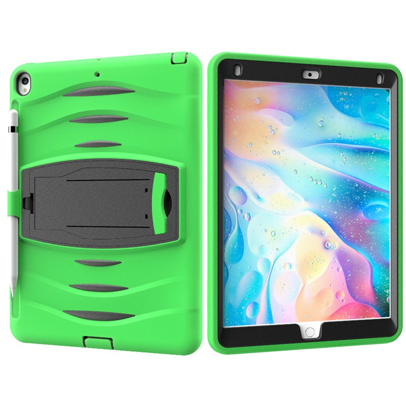 Shock Wave Kickstand Case Anti-Fall Protection With Pencil Holder For 10.5inch iPad Air3/iPad Pro10.5-Green