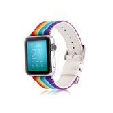 Fashion Braided Pattern PU Leather Watch Band Microfiber Design For Apple Watch SE/6/5/4/3/2/1(Rainbow)