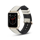 Silicone+Leather Watch Strap For Apple iWatch-RiceWhite