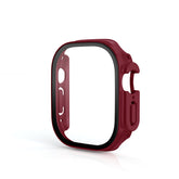 Screen Protector Case with Tempered Glass Film For Apple iWatch 8 Ultra -WineRed