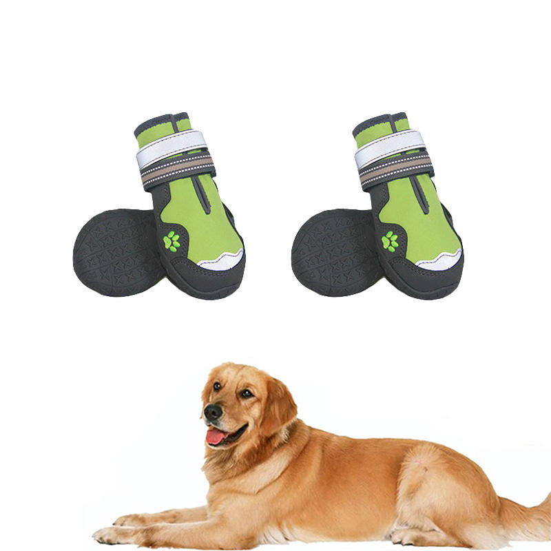 Dog Shoes Paw Protector Anti-Slip Sole Outdoor Printed Dog Boots-Green