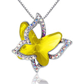 Butterfly Birthstone Crystal Pendant Necklace Gifts for Women Girls-Yellow