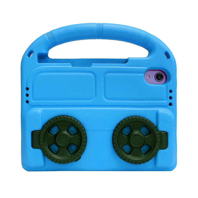 Wheel iPad Case For iPad Mini 6 Shockproof Stand Cover With Handle Stand-Blue
