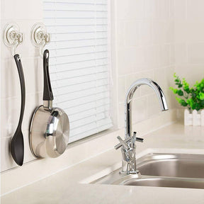 2 Pcs Bathroom Clear Suction Hooks Reusable Vacuum Suction Cup Hook Multi-Use for Home