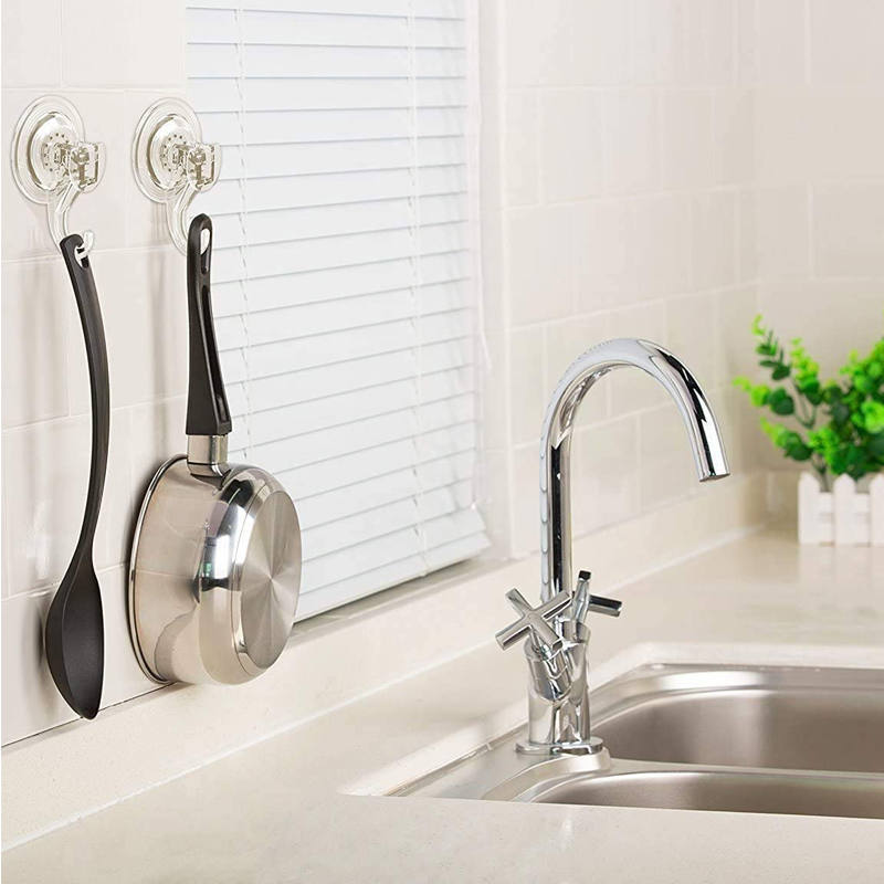 2 Pcs Bathroom Clear Suction Hooks Reusable Vacuum Suction Cup Hook Multi-Use for Home
