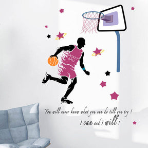 Basketball Players Wall Stickers Star Decals for Kids Room Home Decoration