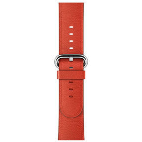 Litchi Pattern Leather Replacement Watch Band For iWatch Series SE/6/5/4/3/2/1-Orange