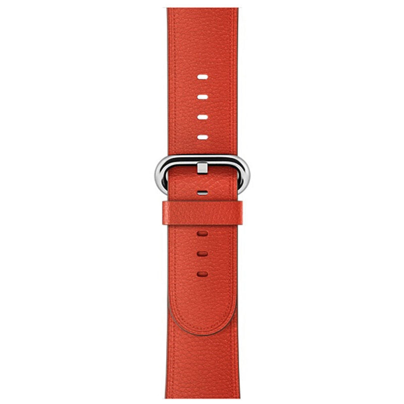 Litchi Pattern Leather Replacement Watch Band For iWatch Series SE/6/5/4/3/2/1-Orange