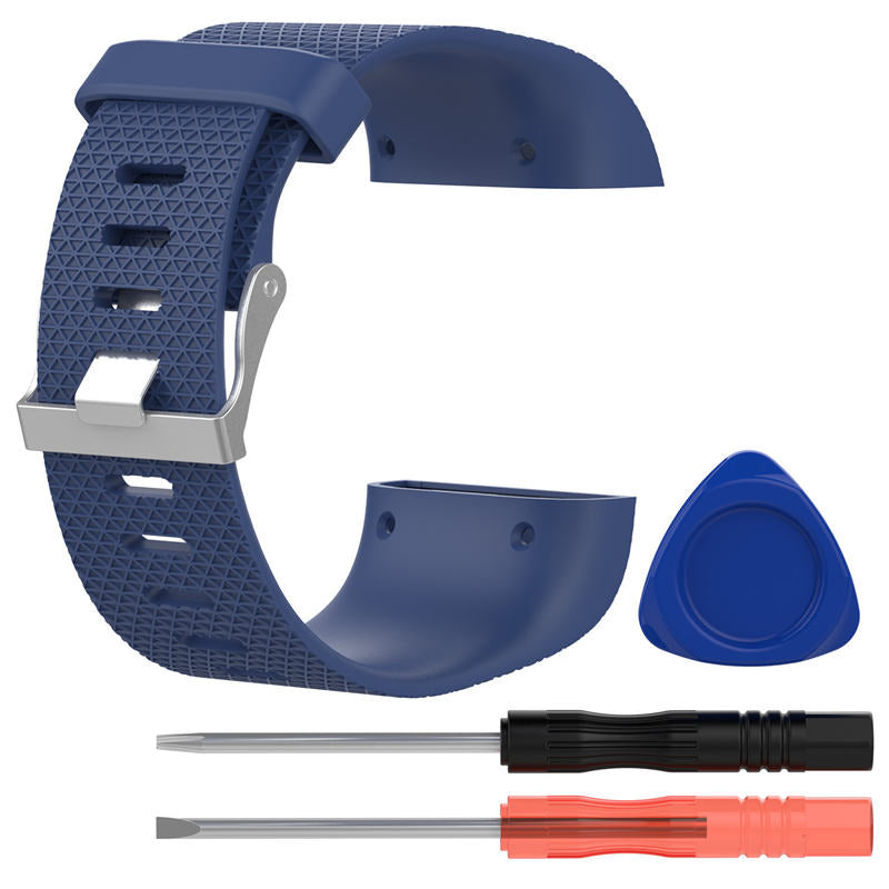 Soft Silicone Band For Fitbit Surge Smart Watch Replacement Accessories-Dark Blue
