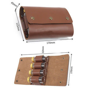 Portable Spice Bag Leather Seasoning Storage Bag With Bottle-Brown