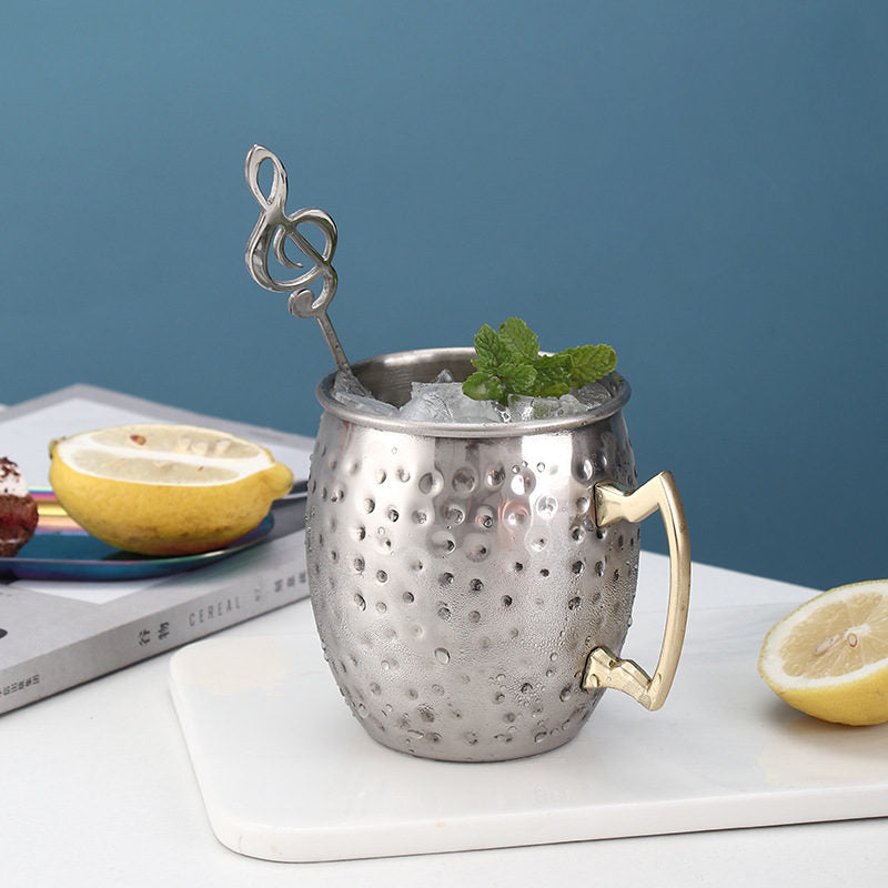 500ml Stainless Steel Moscow Mule Mugs Set of 4 Hammered Cups-Silver