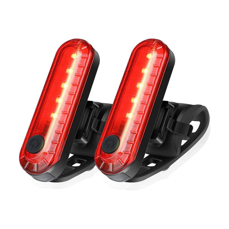 USB Rechargeable LED Bike Tail Light 2 Pack 4 Light Mode Options-Red