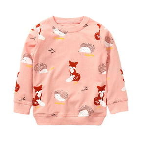 Kids Cute Cartoon Cotton Long Sleeve Sweater Shirt-Pink