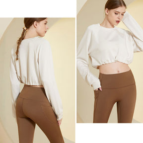 Womens Legging with Pockets High Waisted Fleece Lined Workout Pants-Coffee