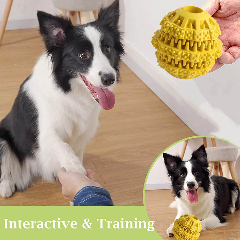 2 Packs Teething Toys for Small Medium Dog 360¡ãCleaning Durable Chew Toys Rubber Ball-YellowBlue