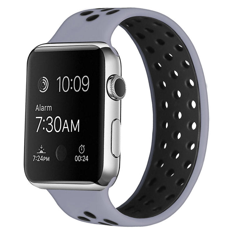 Sports Breathable Silicone Solo Loop Watchband for Apple Watch Series 6/5/4/3/2/1/SE-GrayBlack