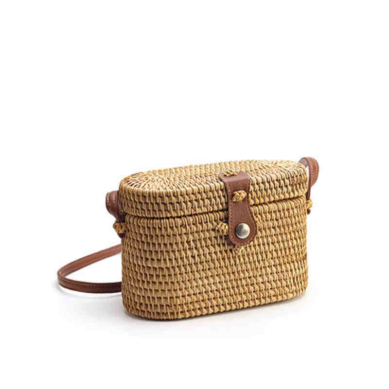Womens Crossbody Rattan Bag Boho Braided Handbag
