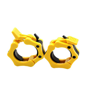 Pair of Olympic Barbell Clip Professional Barbell Plate Lock Collar Clip for 5CM Lever-Yellow