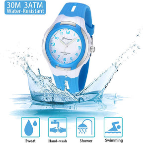 Kids Waterproof Learning Time Wrist Watch-Blue