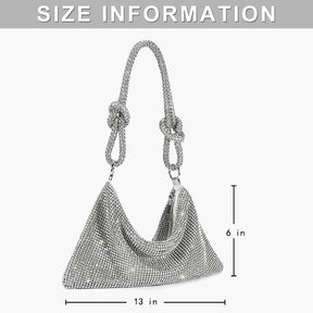 Rhinestone Purse Shiny Womens Party Handbag Hobo Bag-Silver