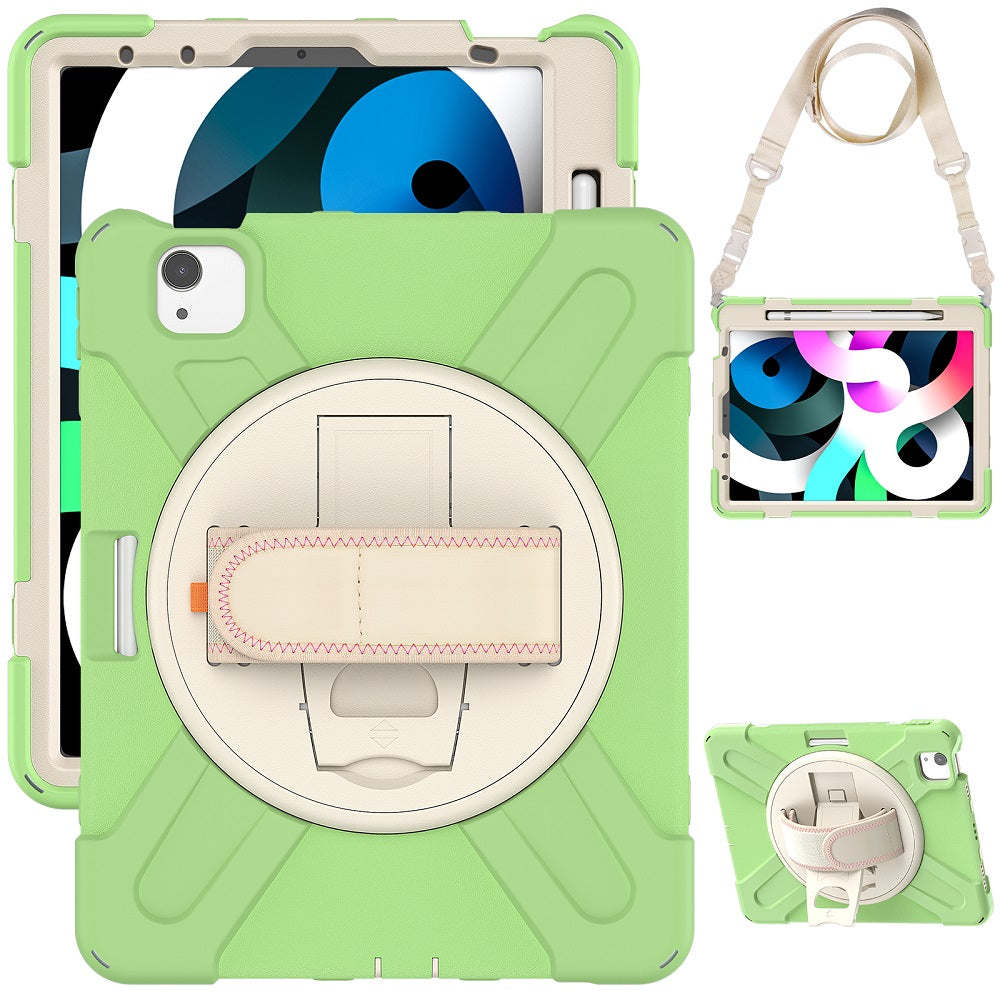 Morandi Case For 5/6th Gen iPad 9.7 2017/2018 Kids Safe Shockproof Protective Cover With Kickstand+Strap-Matcha Green