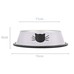 2PCS Pet Bowl Stainless Steel Non-Skid Base Dog Cat Bowl-GrayBlack