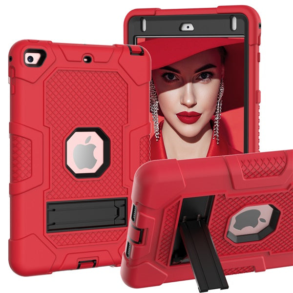 B3 Robot iPad Case Silicone Shockproof Protective Stand Cover For 7.9inch iPad Mini 4/5-Red&Black