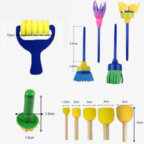 44 Pcs Kids Early Education DIY Sponge Foam Brushes Stamp Tool Set