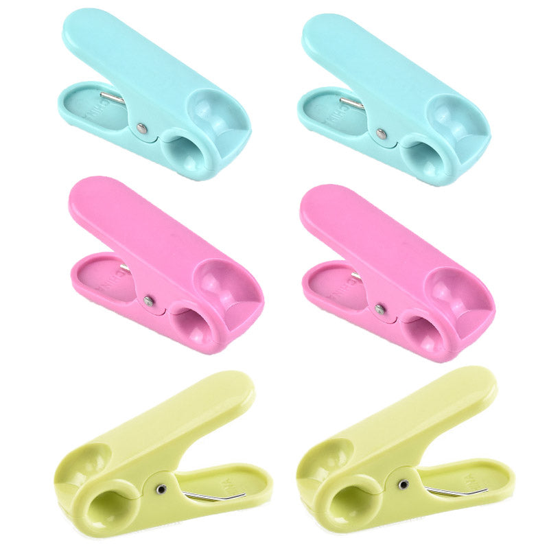 6 Pcs Reusable Small Round Clip Food Plastic Bag Sealing Clips Assorted Colors for Kitchen Snacks and Foods