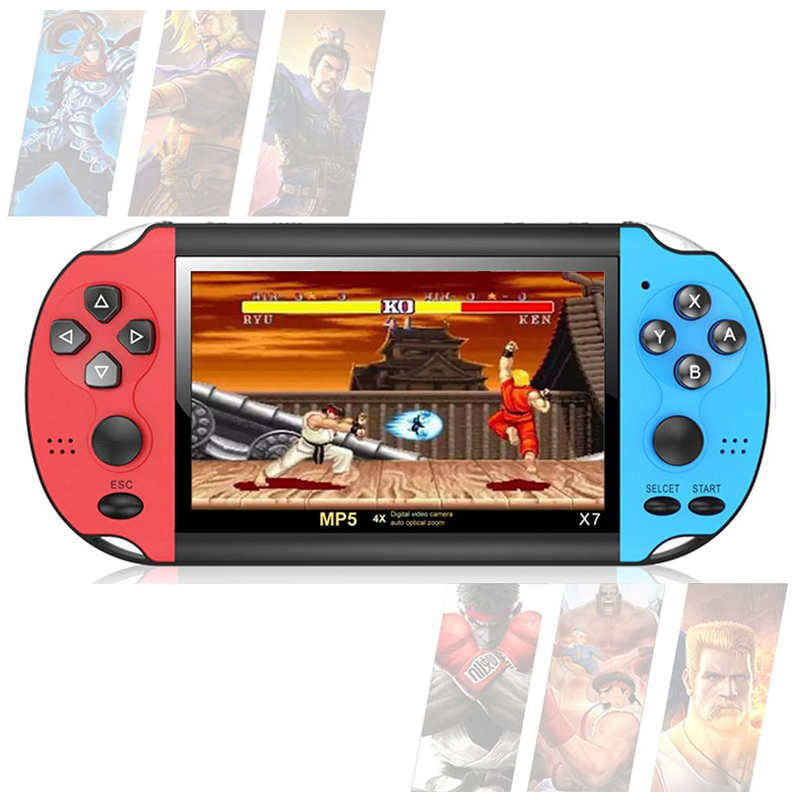 4.3 in Retro Handheld Game Console Built in Classic Games Support TV Output Music Video-RedBlue