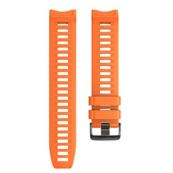 For Garmin Instinct Watchband Soft Silicone Adjustable Replacement Strap 22MM Black Steel Buckle-Orange