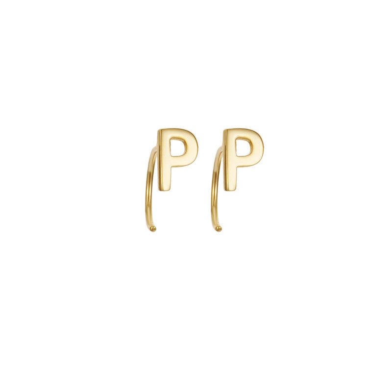 Alphabet Letter Earrings Personalized Initial Stud for Ladies Girls-P