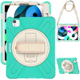 Morandi Case For 5/6th Gen iPad 9.7 2017/2018 Kids Safe Shockproof Protective Cover With Kickstand+Strap-Mint Green