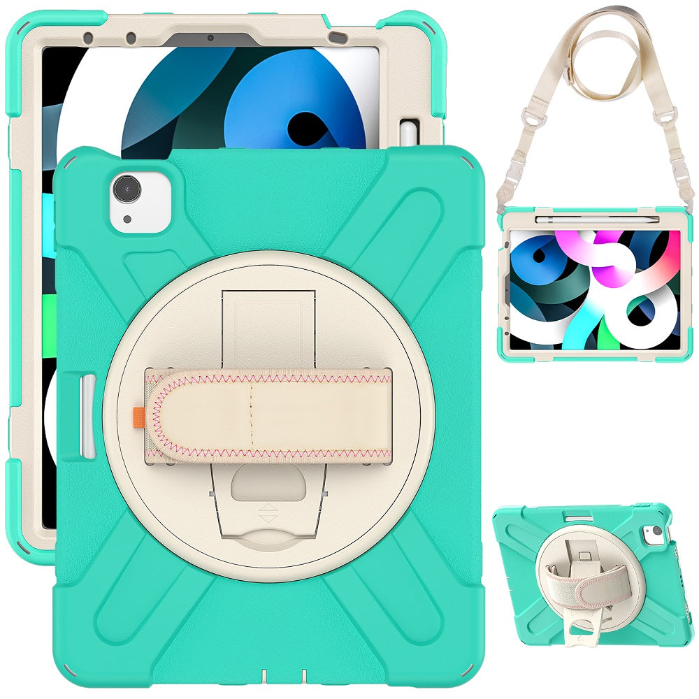 Morandi Case For iPad Air4 10.9/iPad Pro 11 Kids Safe Shockproof Protective Cover With Kickstand+Strap-Mint Green