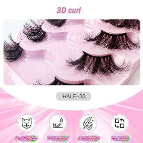 Half Lashes Natural Looking Cat Eye Fluffy 3D Curly False Eyelashes-33