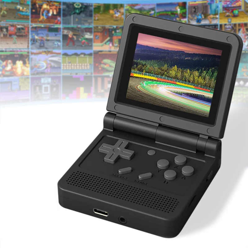 64Bit 3.0 in IPS Retro Flip Handheld Game Console Built in 1000+ Games-Black