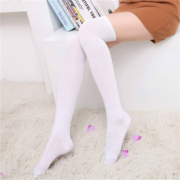 6 Packs E Womens Long Solid Color Socks Over Knee Thigh High Socks Warm Stocking