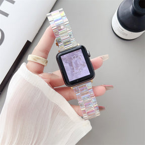 Colorful Acrylic Watch Band Lightweight Metal Buckle for Apple Watch-Gold