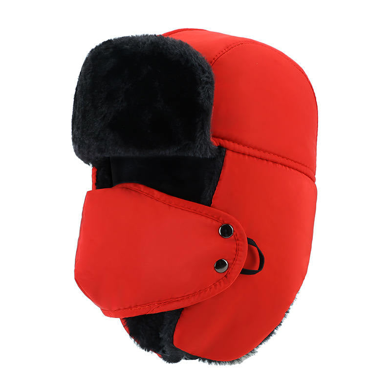 Winter Hats for Men Windproof Warm Hat with Ear Flaps for Skiing And Outdoor Riding-Red