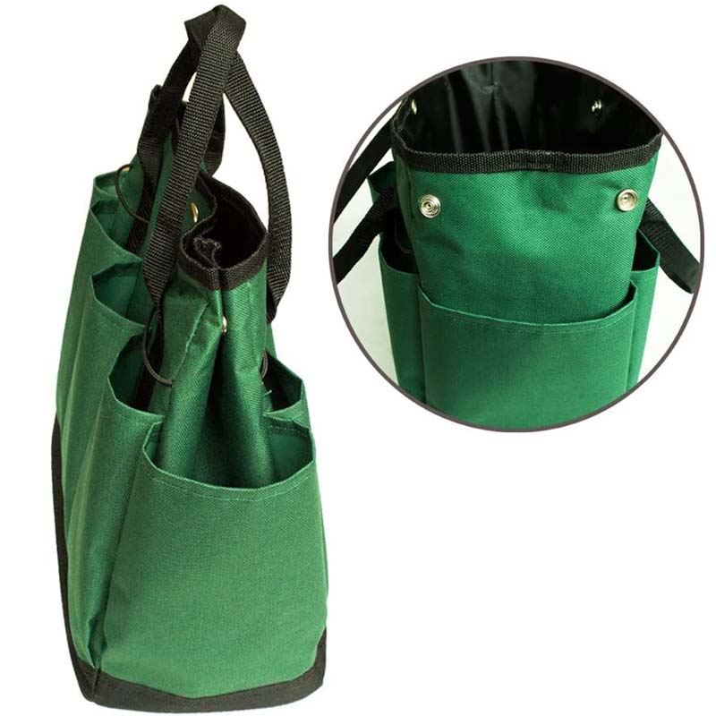 Garden Tools Bag Gardening Tote Organizer with 8 Deep Pockets for Gardener Regular Size Tools Storage -Dark Green