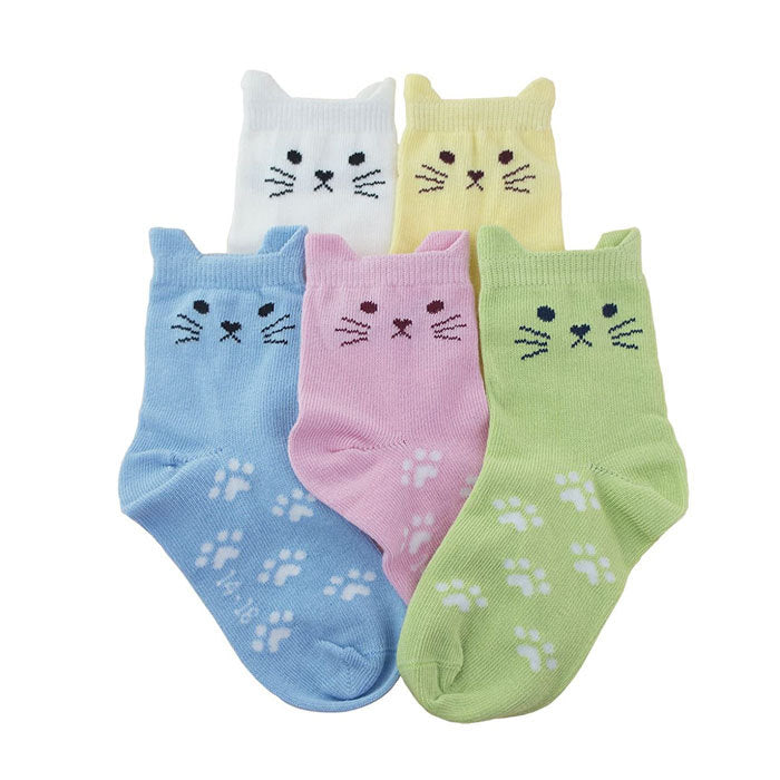 5 Pack Kids Girls Cotton Cute Cat Socks Low Cut Crew Ankle
