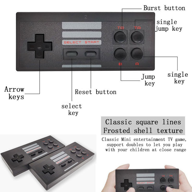 1080P HD Output Retro Video Game Console with Dual 2.4G Wireless Controllers-Red