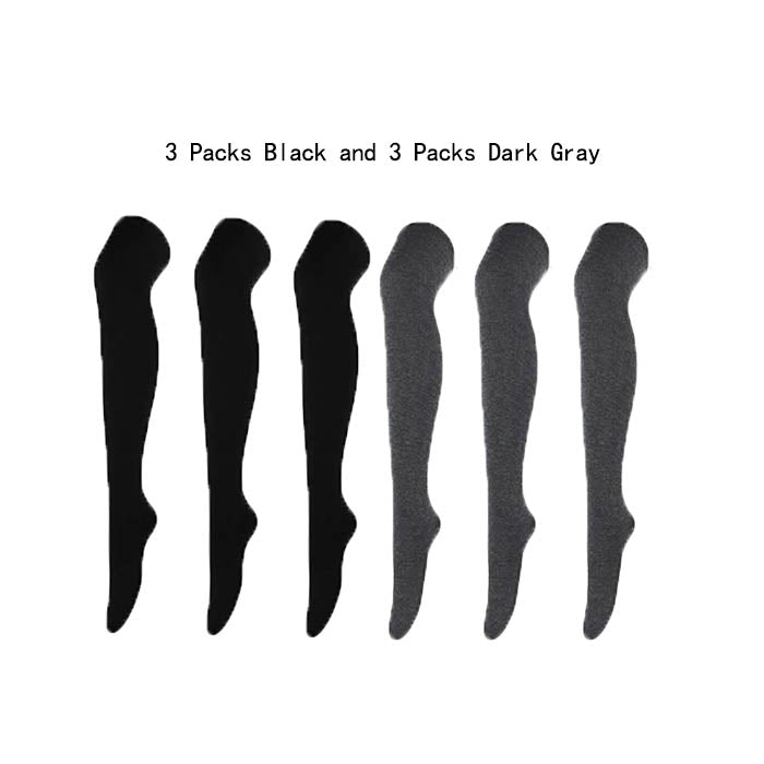 6 Packs D Womens Long Solid Color Socks Over Knee Thigh High Socks Warm Stocking