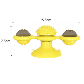 Windmill Massage Cat Toys with Catnip Ball Bell For Indoor-Yellow